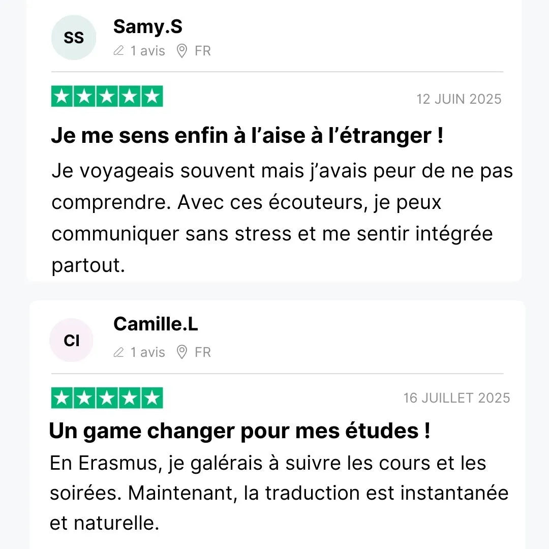 Écouteurs Traducteurs Instantanés™ – 40 Langues en Temps Réel