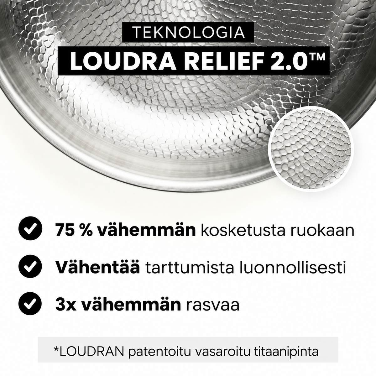 100 % puhdas titaanipannu myrkyttömään ruoanlaittoon