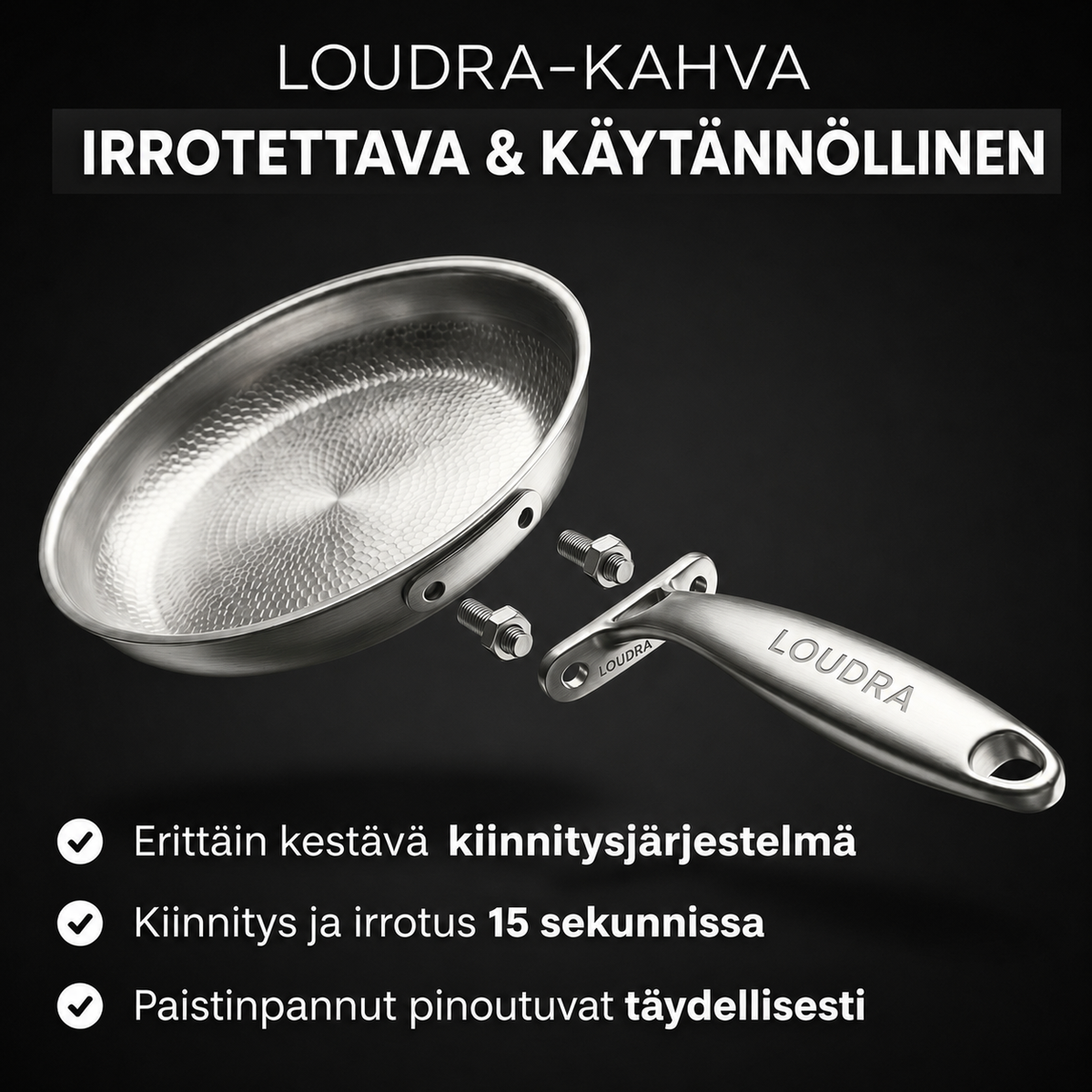 100 % puhdas titaanipannu myrkyttömään ruoanlaittoon