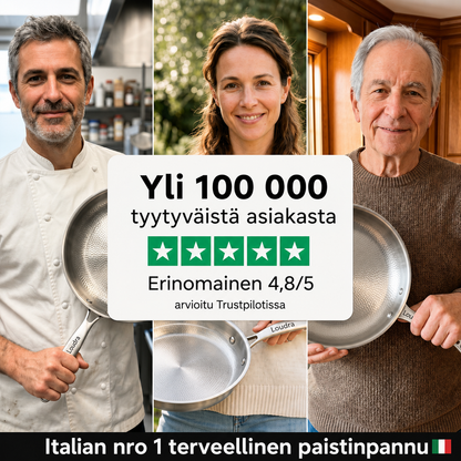 100 % puhdas titaanipannu myrkyttömään ruoanlaittoon