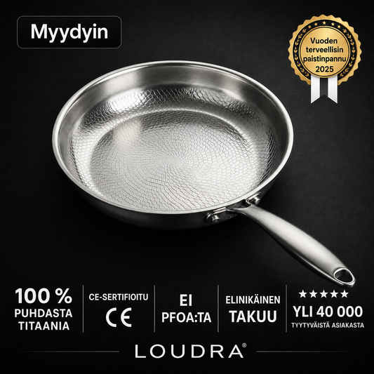 100 % puhdas titaanipannu myrkyttömään ruoanlaittoon