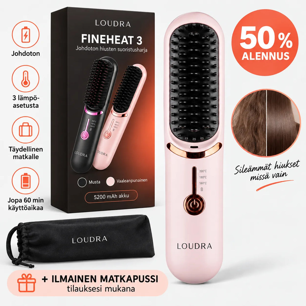 Loudra FineHeat™ 3 | Langaton suoristusharja