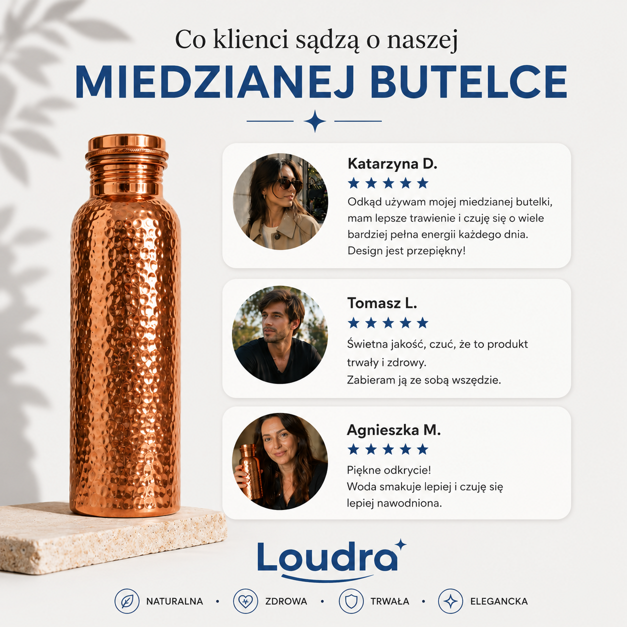 Butelka Miedziana – Loudra™ | Naturalnie Oczyszczona Woda, Bez Plastiku
